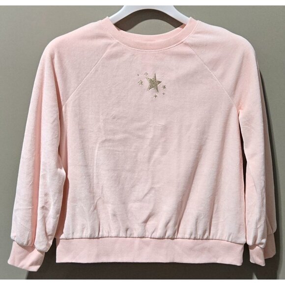 Cat & Jack Other - Cat & Jack Girls' XL 14 Light Pink Velour Sweatshirt w/ Gold Star Embroidery
